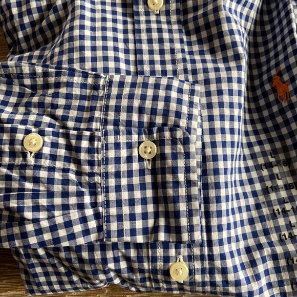Polo Ralph Lauren Boys Long sleeves Button shirt  blue  gingham Size L 14-16 NWT - Picture 4 of 5